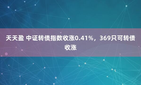 天天盈 中证转债指数收涨0.41%，369只可转债收涨