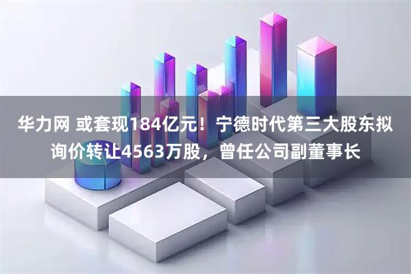 华力网 或套现184亿元！宁德时代第三大股东拟询价转让4563万股，曾任公司副董事长